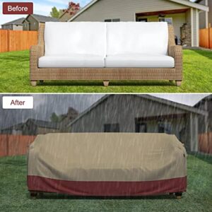 U-COMSO 【Upgraded Heavy Duty 600D Patio Furniture Sofa Covers, 3-Seater Outdoor Furniture Cover Waterproof for Sofa Loveseat Couch(90" W×42" D×32" H),Orange