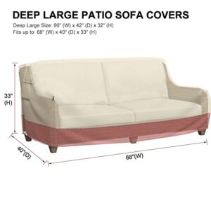 U-COMSO 【Upgraded Heavy Duty 600D Patio Furniture Sofa Covers, 3-Seater Outdoor Furniture Cover Waterproof for Sofa Loveseat Couch(90" W×42" D×32" H),Orange