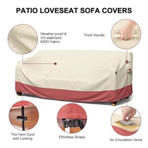 U-COMSO 【Upgraded Heavy Duty 600D Patio Furniture Sofa Covers, 3-Seater Outdoor Furniture Cover Waterproof for Sofa Loveseat Couch(90" W×42" D×32" H),Orange