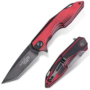 gramfire pocket knife 8.4'' tactical assisted folding knife, with 4'' d2 stainless steel blade g10 high hardness handle, outdoor camping hiking edc knives, za-f002 red