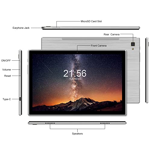 HHC Tablets 10 Inch Android Tablet, 1080p Full HD Touchscreen, Octa-Core Processor, 2GB RAM 32GB WiFi Smart Tablet, 13MP Camera，6000mAh Long Battery Life Tablet, Latest Model 2023, Grey