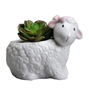 yongyan cute sheep flower pot statue decoration ceramics garden planters containers pot bookshelf office desktop decor