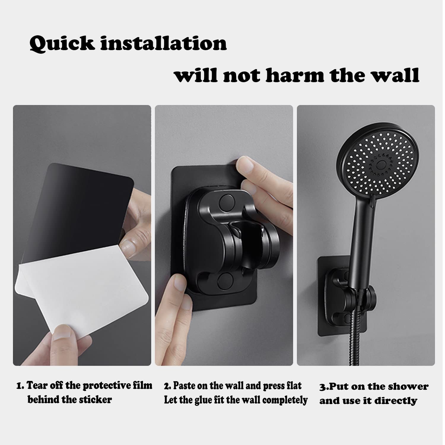 DASITON Large Wall Mount Strong Adhesive Waterproof Handheld Shower Holder,Shower Head Holder,for rv Shower Kids Shower Bathroom Shower