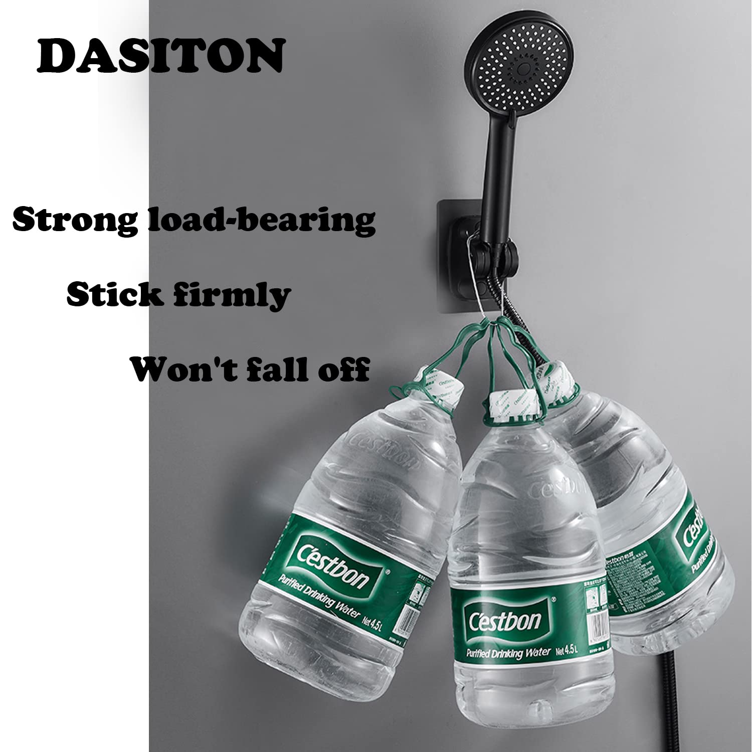 DASITON Large Wall Mount Strong Adhesive Waterproof Handheld Shower Holder,Shower Head Holder,for rv Shower Kids Shower Bathroom Shower