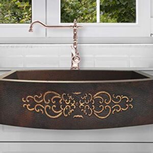 Copper Farmhouse Round Apron Kitchen Sink with Design