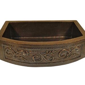 Copper Farmhouse Round Apron Kitchen Sink with Design