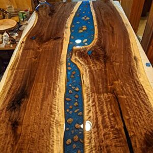 Black Walnut blue epoxy River Dining Table,Top 7' 6" Long by 40" to 44 Wide