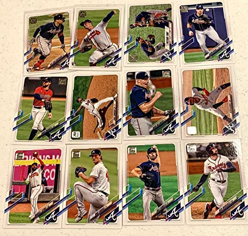 2021 Topps Series 2 Baseball Atlanta Braves Base MLB Hand Collated Team Set in Near Mint to Mint Condition of 12 Cards Picture Time (#372), Mike Soroka (#388), William Contreras RC (#390), Tucker Davidson RC (#423), Marcell Ozuna (#472), Cole Hamels (#495