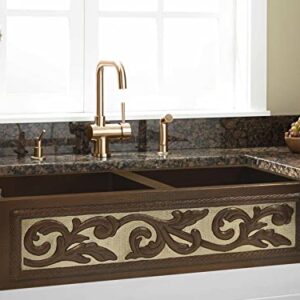 Copper Farmhouse Kitchen Sink 50/50 Silver Design