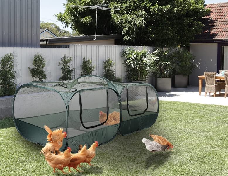 Kinsha Portable Chicken Coop Chicken with a New Upgraded Detachable Bottom Cover for Small Animals Foldable Outdoor Indoor Enclosure Chicken Pen- and Complete with a Feeder Bowl and Storage Bag