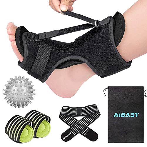 AiBast 2021 New Upgraded Black Night Splint for Plantar Fascitis, Adjustable Ankle Brace Foot Drop Orthotic Brace for Plantar Fasciitis, Arch Foot Pain, Achilles Tendonitis Support for Women, Men