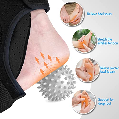 AiBast 2021 New Upgraded Black Night Splint for Plantar Fascitis, Adjustable Ankle Brace Foot Drop Orthotic Brace for Plantar Fasciitis, Arch Foot Pain, Achilles Tendonitis Support for Women, Men