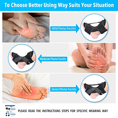 AiBast 2021 New Upgraded Black Night Splint for Plantar Fascitis, Adjustable Ankle Brace Foot Drop Orthotic Brace for Plantar Fasciitis, Arch Foot Pain, Achilles Tendonitis Support for Women, Men