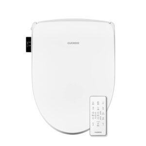 cuckoo cbt-i1030rw |remote controlled electric bidet for elongated seats|easy installation, instant warm water, adjustable water pressure, slotted, direct connection water supply, powder coated, white