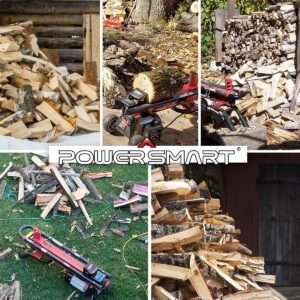 PowerSmart Log Splitter Electric, 6-Ton Hydraulic Log Splitter, 15 Amp Electric Log Splitter, Electric Wood Splitter, Horizontal Full Beam with Steel Wedge for Firewood Splitter Kindling Log Cutter