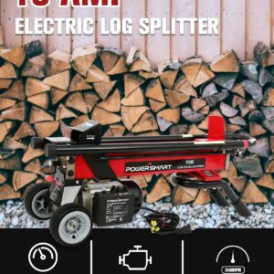 PowerSmart Log Splitter Electric, 6-Ton Hydraulic Log Splitter, 15 Amp Electric Log Splitter, Electric Wood Splitter, Horizontal Full Beam with Steel Wedge for Firewood Splitter Kindling Log Cutter