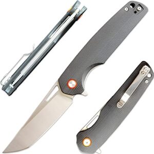 mancroz mc145 folding pocket knife,d2 blade g10 handle with clip edc knife,ball bearings pivot, camping hunting fishing flipper opening knife