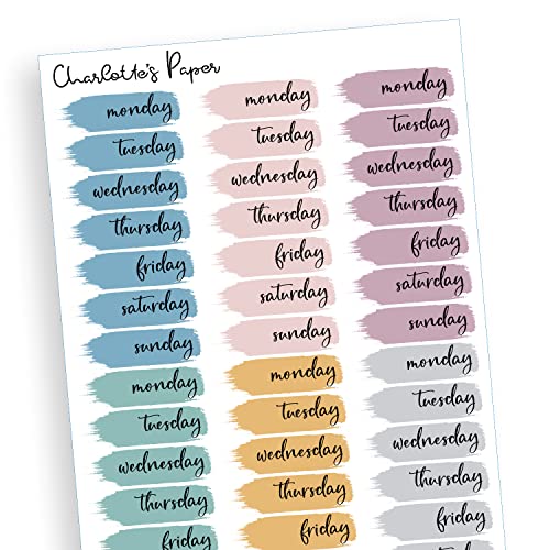 Date Covers 12 weeks, Day of the Week Stickers, Decorative Planning Stickers, 84 Stickers 1.5" in Length, Multicolor