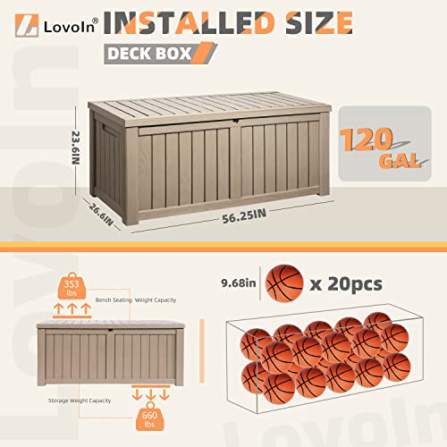 LovoIn Resin Deck Box for Patio Furniture Storage