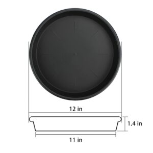 ZUNTENG Black Plastic Plant Saucer, 3pcs Plant Tray,12inch Flower Plant Pot Saucer for Indoor and Outdoor