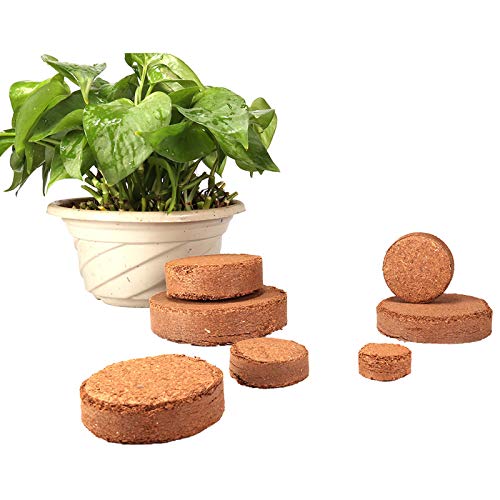 MCDSAJ Compressed Coco Coir Fiber Potting Soil,Plant Starter Pellets,Coconut Soil for Bonsai, Herbs, Plants, Flowers and Vegetables (50mm-10pcs), Brown