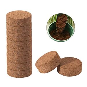 MCDSAJ Compressed Coco Coir Fiber Potting Soil,Plant Starter Pellets,Coconut Soil for Bonsai, Herbs, Plants, Flowers and Vegetables (50mm-10pcs), Brown