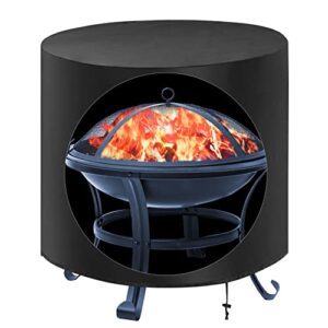 fire pit cover round, charcoal grill cover, liolisly grill covers heavy duty waterproof 28 inch 420d polyester with pvc coating color black