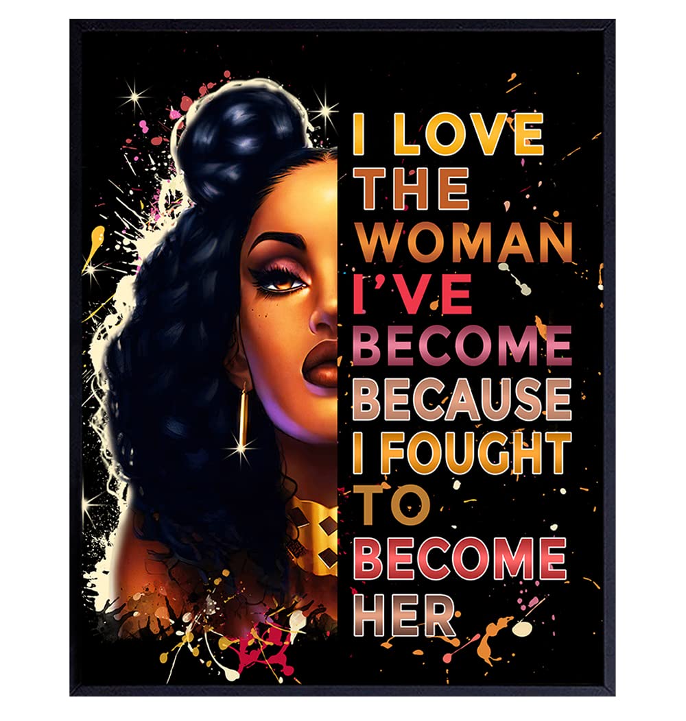 African American Wall Art Motivational Poster 8x10 - Black Art - Wall Art Black Women - Positive Inspirational Quotes Decor - Encouragement Gifts for African American Women - Afrocentric Wall Art