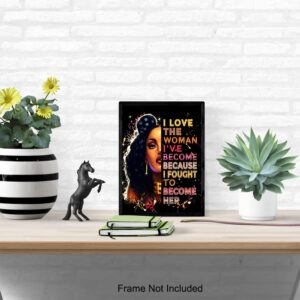 African American Wall Art Motivational Poster 8x10 - Black Art - Wall Art Black Women - Positive Inspirational Quotes Decor - Encouragement Gifts for African American Women - Afrocentric Wall Art