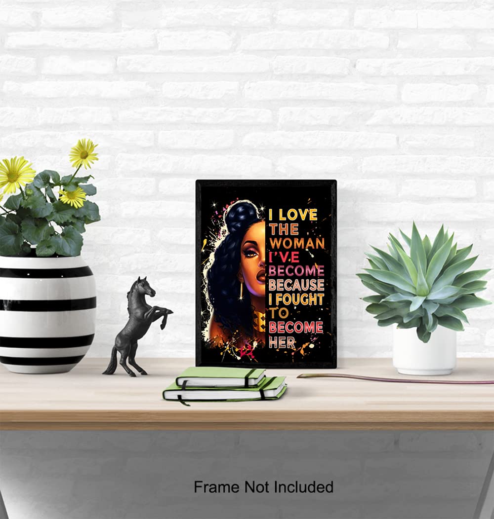 African American Wall Art Motivational Poster 8x10 - Black Art - Wall Art Black Women - Positive Inspirational Quotes Decor - Encouragement Gifts for African American Women - Afrocentric Wall Art