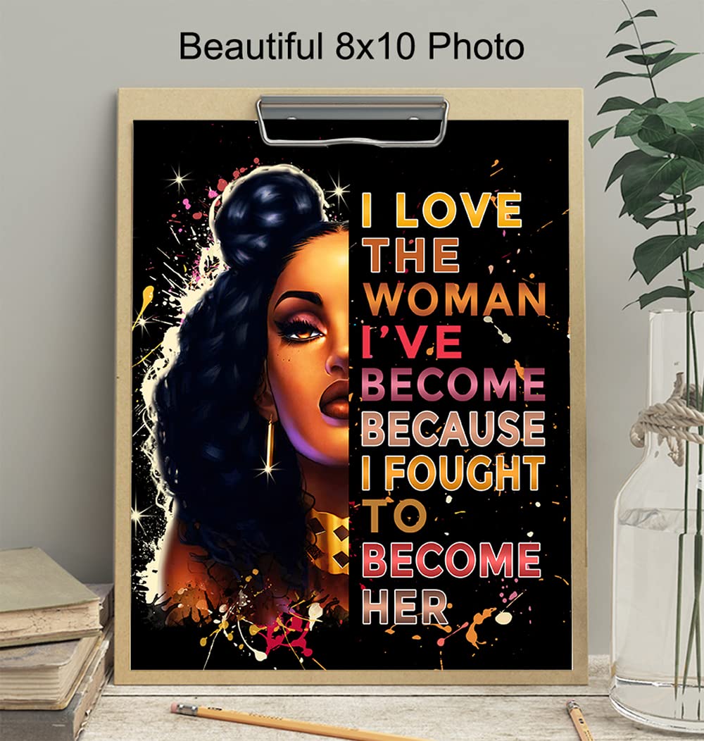 African American Wall Art Motivational Poster 8x10 - Black Art - Wall Art Black Women - Positive Inspirational Quotes Decor - Encouragement Gifts for African American Women - Afrocentric Wall Art