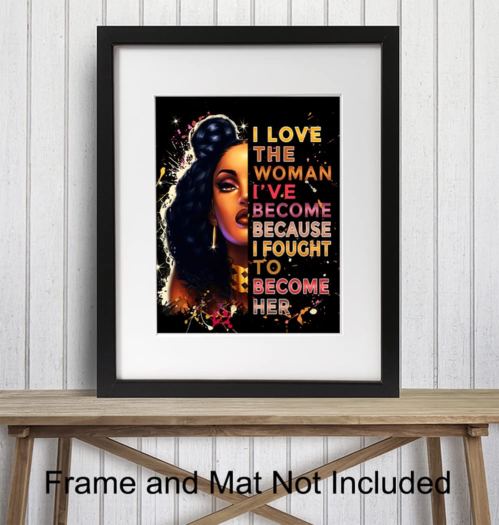 African American Wall Art Motivational Poster 8x10 - Black Art - Wall Art Black Women - Positive Inspirational Quotes Decor - Encouragement Gifts for African American Women - Afrocentric Wall Art