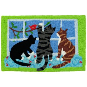 catch the pretty bird jellybean accent rug with cats 20"x30" doormat