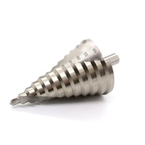 perfactool spiral grooved 12 step drill bit for metal, 6-60mm 2-flute cone drill bit, round shank step bit for metal, steel, wood, plastic (1 piece)