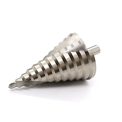 PERFACTOOL Spiral Grooved 12 Step Drill Bit for Metal, 6-60mm 2-Flute Cone Drill Bit, Round Shank Step Bit for Metal, Steel, Wood, Plastic (1 Piece)