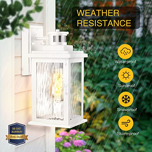 VIANIS Motion Sensor Outdoor Lights, White Dusk to Dawn Outdoor Lighting Wall Mount, Aluminum Waterproof Modern Exterior Garage Lights, Outdoor Lanterns for Front Porch Patio, Entryway, Front Door…