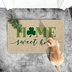 Artoid Mode Sweet Home Green Shamrock Doormat, Seasonal Holiday St. Patrick's Day Low-Profile Yard Floor Switch Mat for Indoor Outdoor 17 x 29 Inch