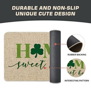 Artoid Mode Sweet Home Green Shamrock Doormat, Seasonal Holiday St. Patrick's Day Low-Profile Yard Floor Switch Mat for Indoor Outdoor 17 x 29 Inch