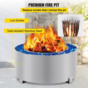 VEVOR Smokeless Fire Pit, Stainless Steel Stove Bonfire, Large 28.5 inch Diameter Wood Burning Fire Pit, Outdoor Stove Bonfire Fire Pit, Portable Smokeless Fire Bowl for Picnic Camping Backyard