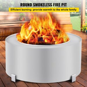 VEVOR Smokeless Fire Pit, Stainless Steel Stove Bonfire, Large 28.5 inch Diameter Wood Burning Fire Pit, Outdoor Stove Bonfire Fire Pit, Portable Smokeless Fire Bowl for Picnic Camping Backyard