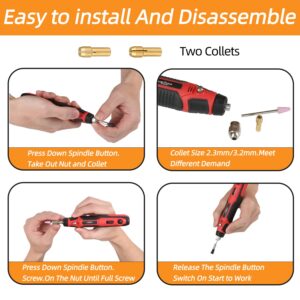 Power Cordless Rotary Tools Kits,3.7V Mini Grinder Front LED Work Light, USB Charging Cable,Ergonomic Design,Easy to Carry—by Excited Work