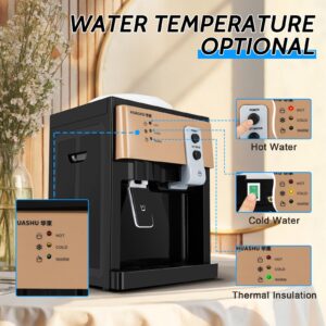 Top Loading Water Cooler Dispenser, Desktop Water Dispenser, Hot & Cold Water Coolers, Countertop Water Cooler Dispenser with Hot Cold and Room Temperature Water Champagne Gold and Black