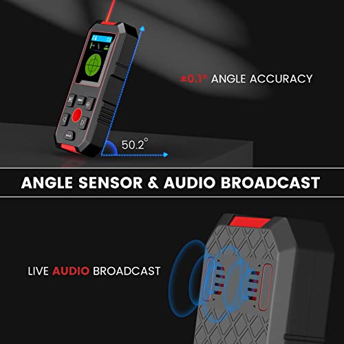 KOLSOL Stud Finder with 196ft Laser Measure, 3 in 1 Electric Wall Scanner Sensor with ±0.1° Digital Level Lithium Battery, LCD Studs Detector Audio Broadcast for Wood Magnetic Metal AC Wire Finding
