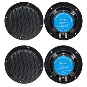 herdio 4 inches 320w ceiling bluetooth speakers, 2 way flush mount ceiling speakers for bathroom kitchen home theater, covered porches (black, 4 speakers)