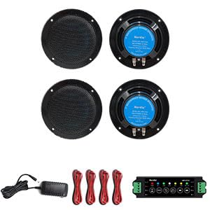 Herdio 4 Inches 320W Ceiling Bluetooth Speakers, 2 Way Flush Mount Ceiling Speakers for Bathroom Kitchen Home Theater, Covered Porches (Black, 4 Speakers)