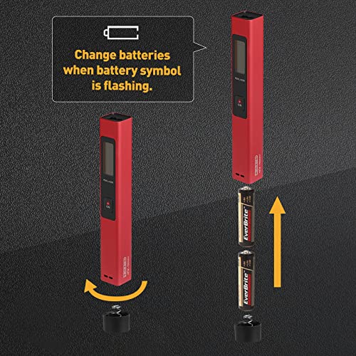 PREXISO 65Ft Digital Laser Measure, Pocket Mini Laser Measurement Tool, Ft/Ft+in/in/M Unit, Red Laser Distance Meter Pen Backlit Display for Home, Construction, Industries with AAA Batteries (Red)