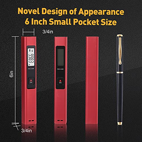 PREXISO 65Ft Digital Laser Measure, Pocket Mini Laser Measurement Tool, Ft/Ft+in/in/M Unit, Red Laser Distance Meter Pen Backlit Display for Home, Construction, Industries with AAA Batteries (Red)