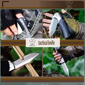 ANLLIS Tactical Knife, D2 Steel High Hardness, Bearing Folding Knife, Men's Military Style, Souvenir Gife, Outdoor Survival Bush Knife, Hunting Camping Knives