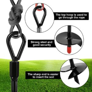 DIRBUY Ground Anchors 15 Inch, Earth Anchors 4 Pack, 3 Inch Diameter Auger Anchors for Sheds, Tents, Canopies, Swing Sets, Trampoline, Black