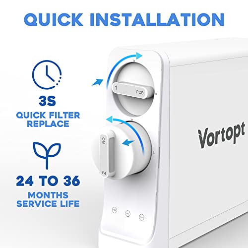 Vortopt QR03 Reverse Osmosis System RO Replacement Filter Cartridge, 24 to 36 Month Lifetime, 600GPD, QR03-RO